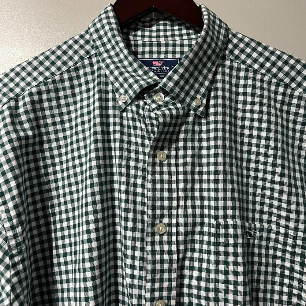 Vineyard Vines Gingham Check Button Down Long Sleeves Shirt | Men's Size XL - Picture 2 of 8